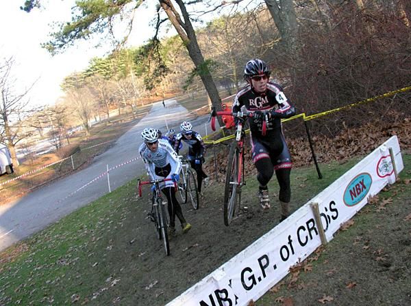 Josh Dillon leads Adam Myerson over the barriers on his was to second place for Richard Sachs.