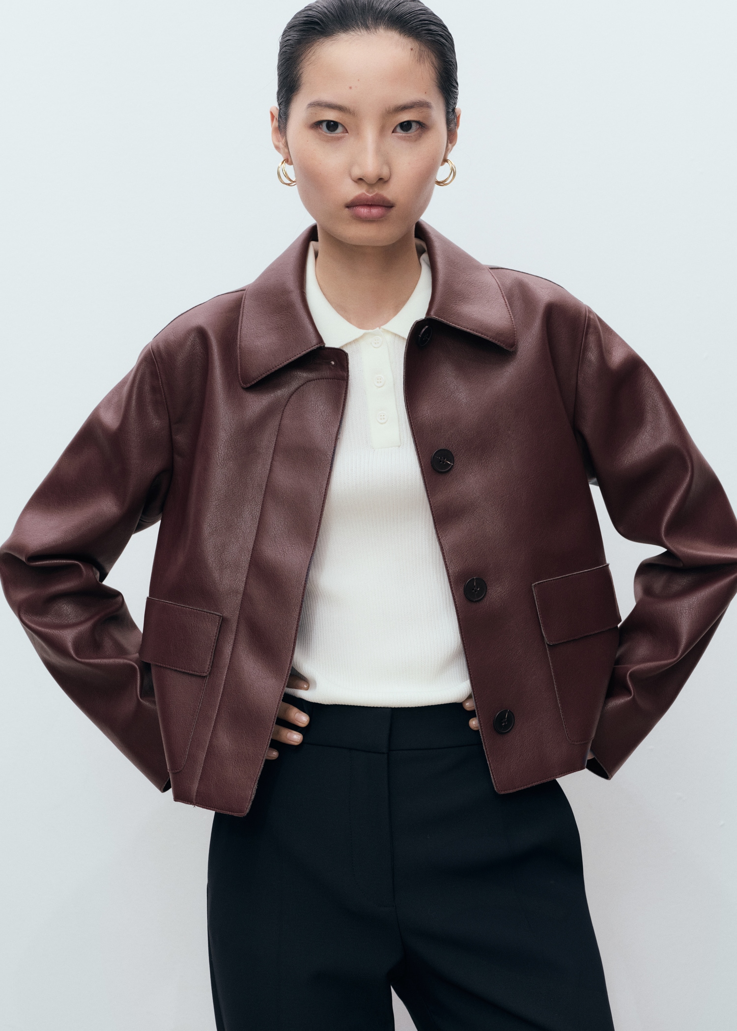 Leather-Effect Jacket With Pockets - Women | Mango United Kingdom