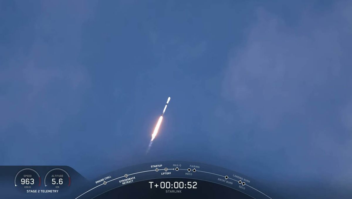 A SpaceX Falcon 9 rocket launched 60 new Starlink satellites into orbit from Cape Canaveral Air Force Station, Florida on Feb. 17, 2020.
