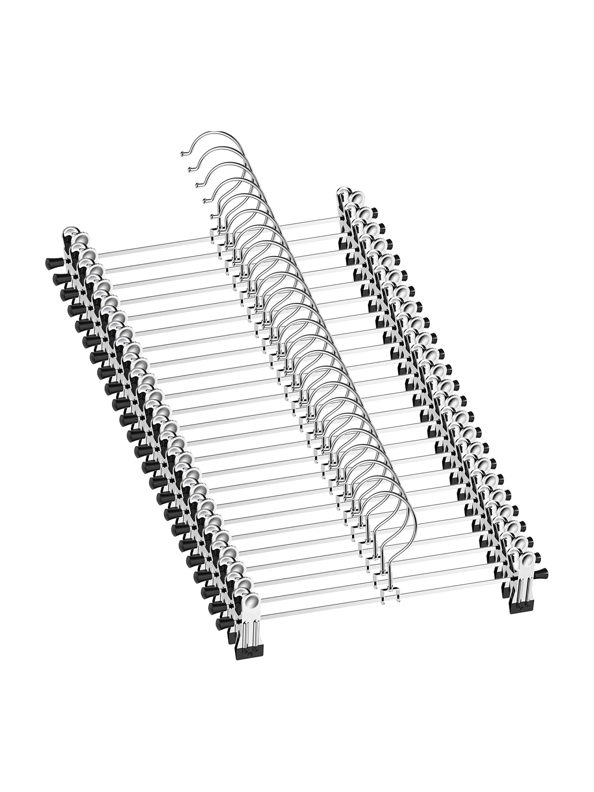 Northern Brothers Pants Hangers - 50 Pack Skirt Hangers for Women Metal Hangers Space Saving for Trouser Shorts Coat Jean Adjustable Clip Men Kids Clothes