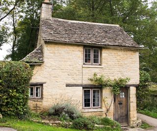 white stone cottage