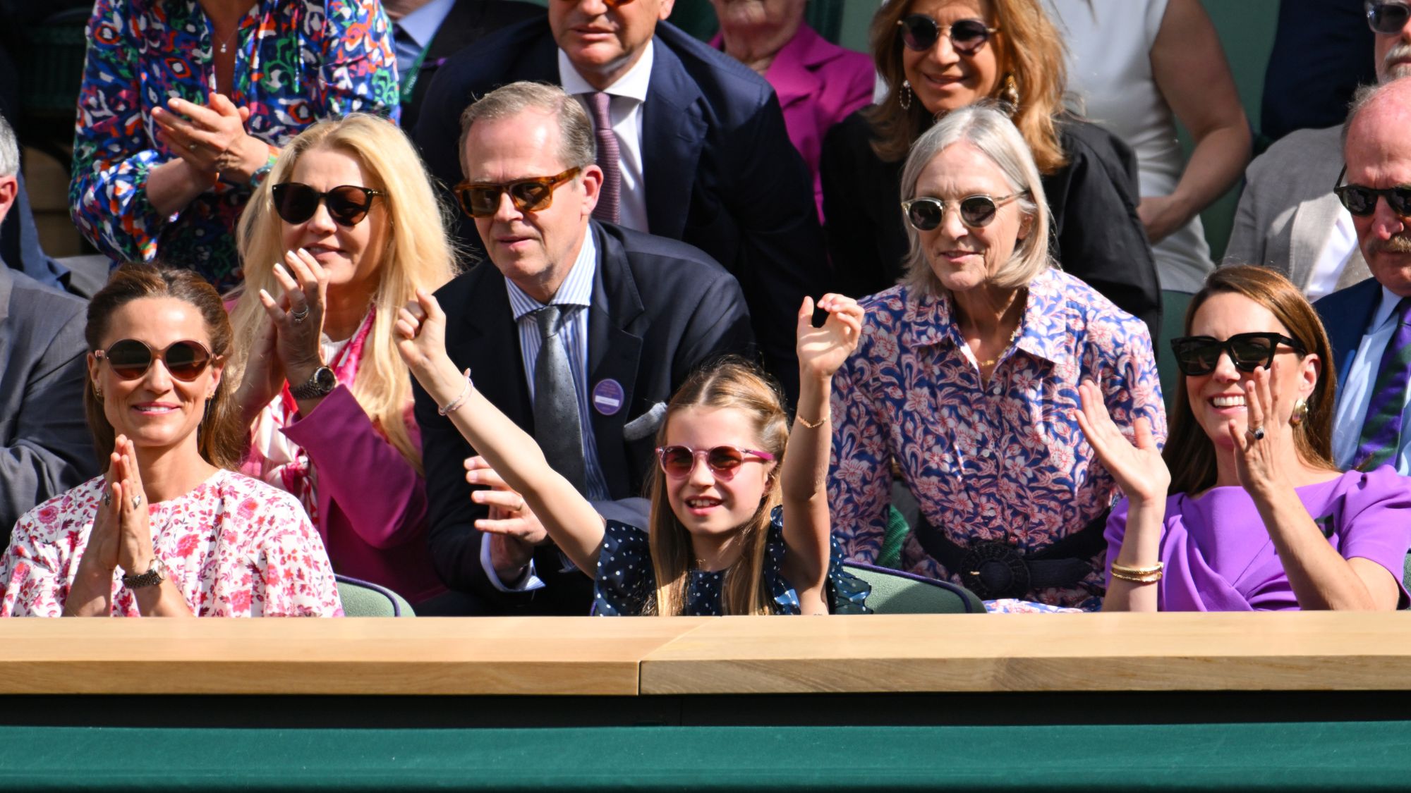 Pippa Middleton, Princess Charlotte and the Princess of Wales attend the Wimbledon Championships