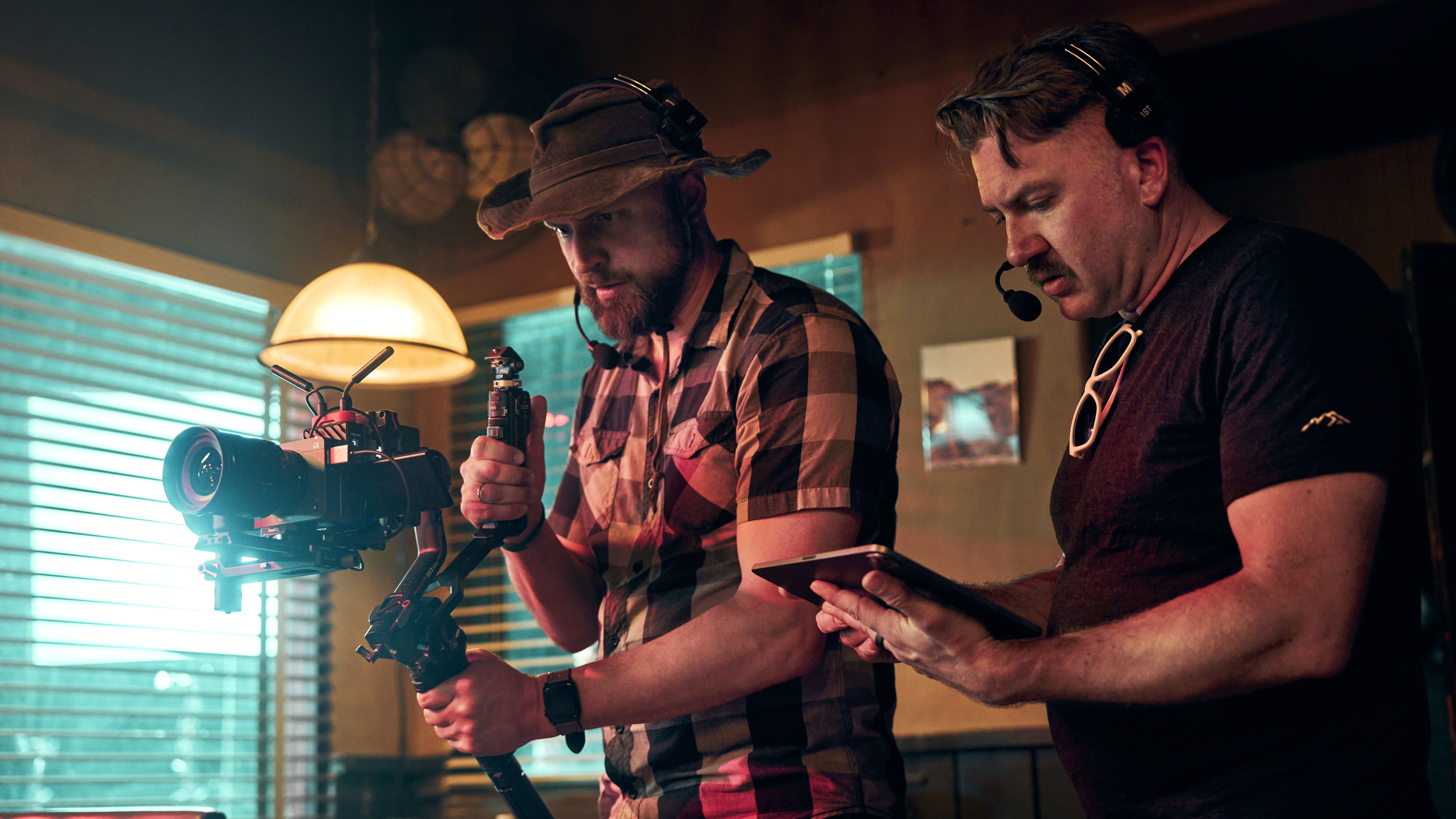 Videographer filming with a Sony FX5 on set