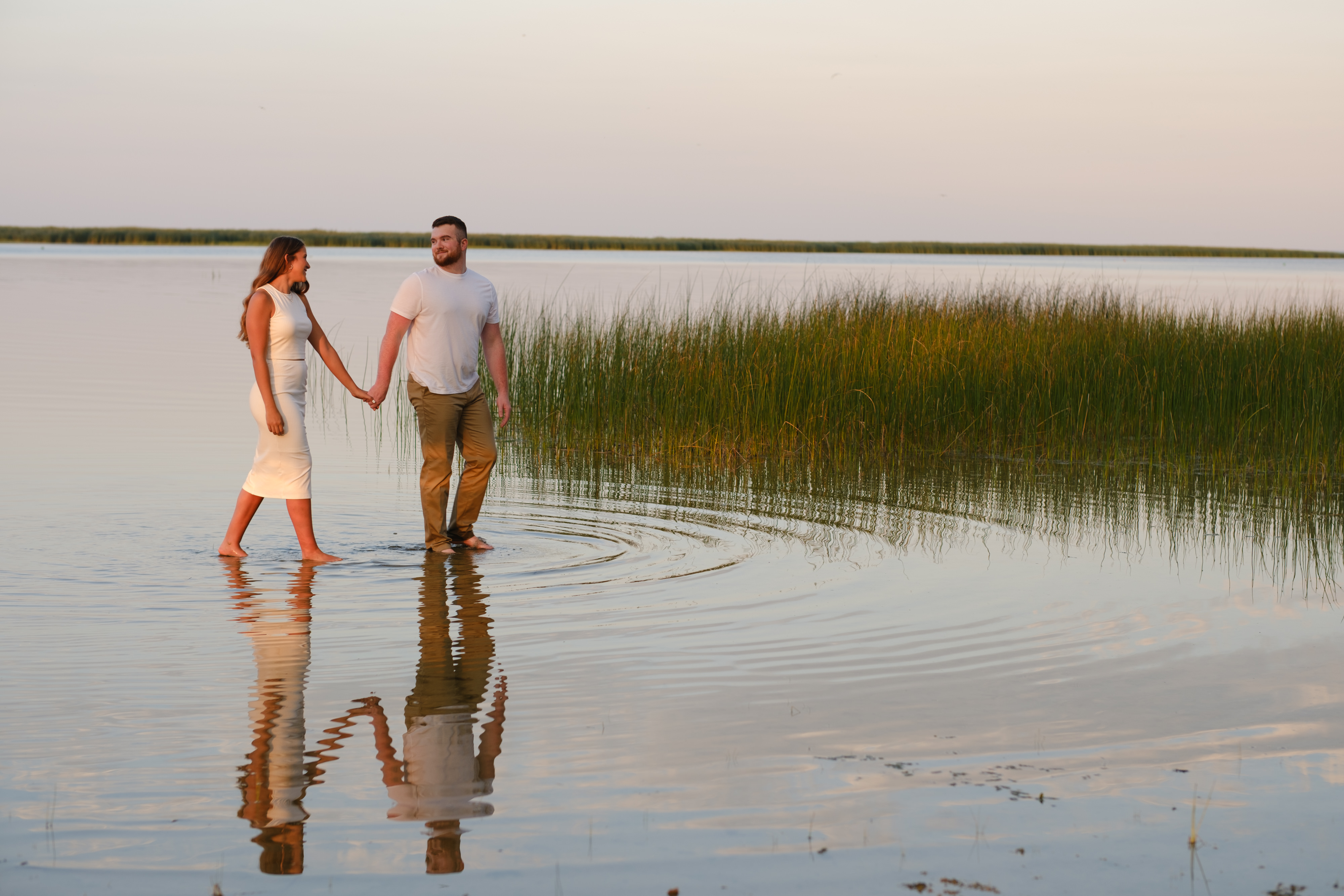 An engagement portrait taken with natural light