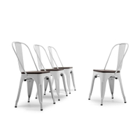 Belleze Set of 4 Metal Chair w/ Wood Seat Stackable Chairs