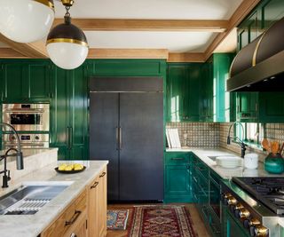 Glossy dark green kitchen
