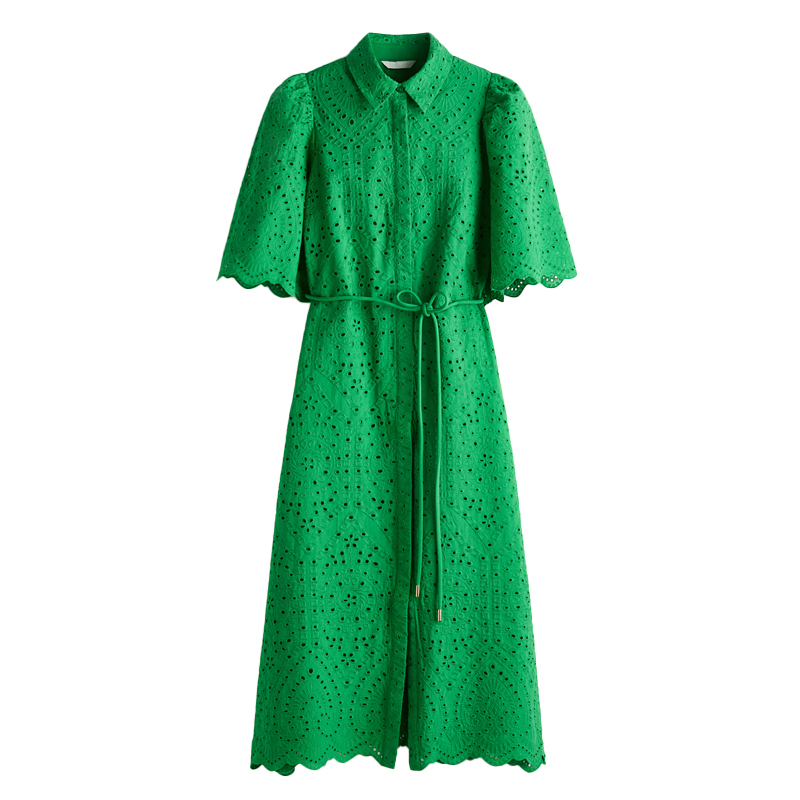 green broderie anglaise dress H&amp;amp;M