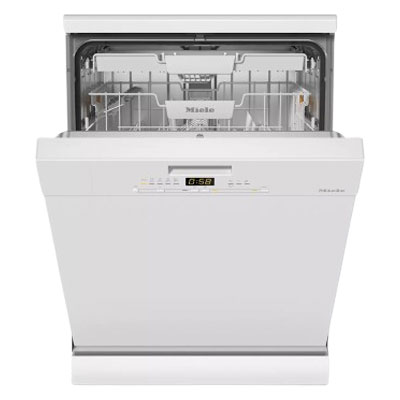 white freestanding Miele dishwasher