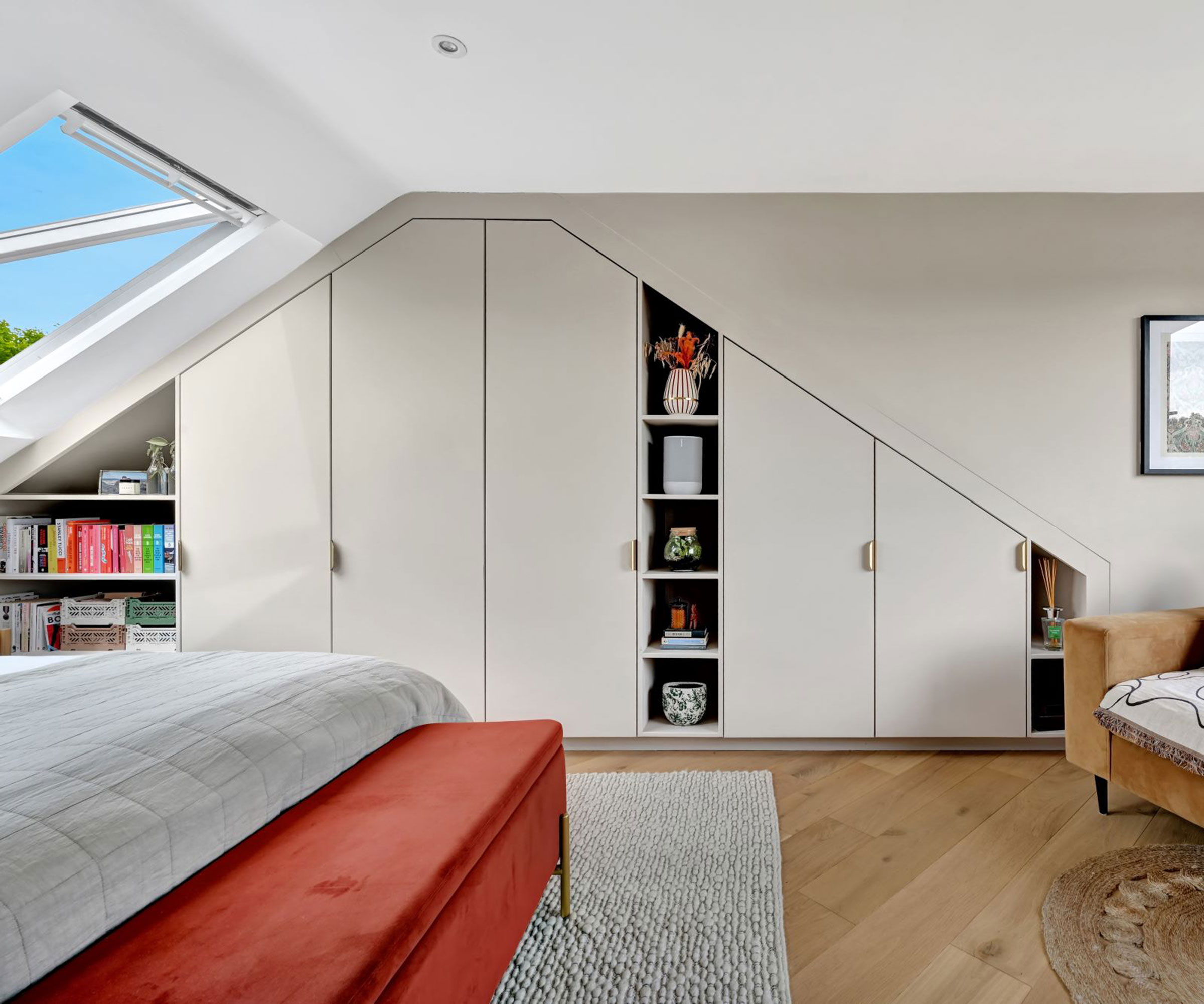 loft conversion bedroom with fitted wardrobes