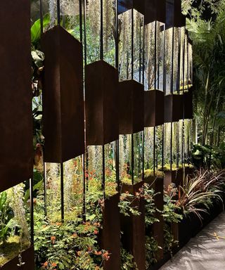 Copper steel structures with delicate planting