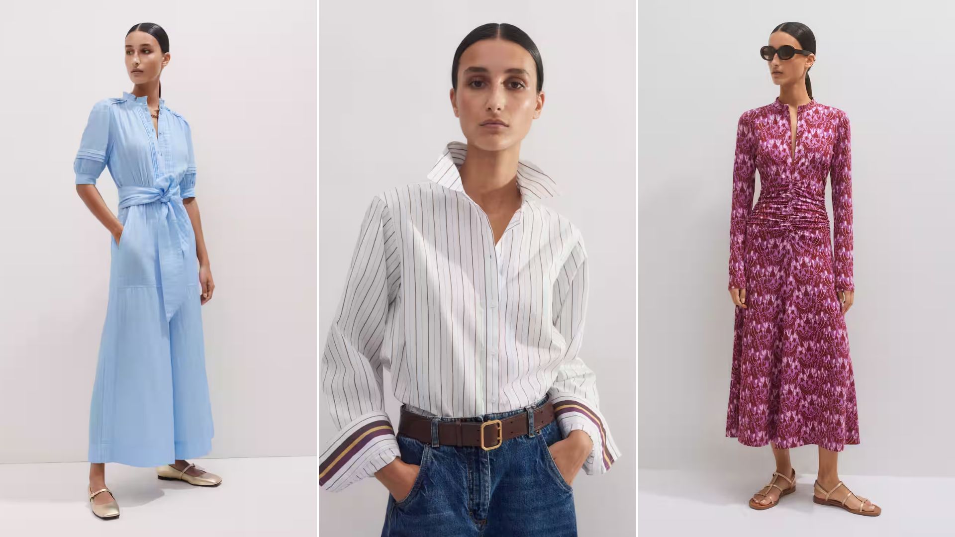 Three models wearing clothes from ME+EM