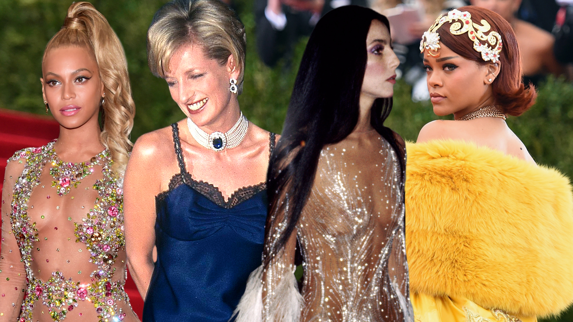 Beyonce, Princess Diana, Cher, and Rihanna on the Met gala red carpet over the years