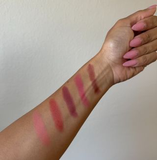 Color swatches of KJH Brand's Lip & Cheek Smudges