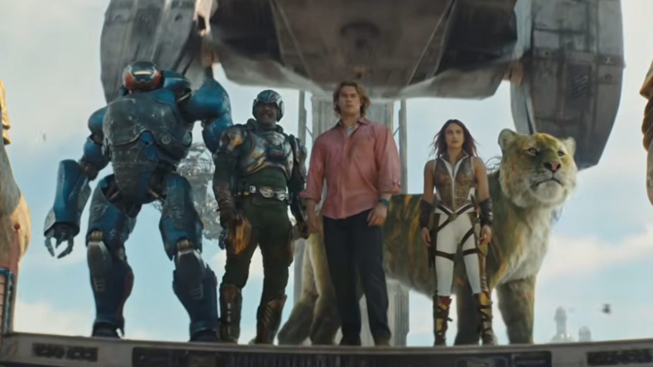 The cast of Masters of the Universe looking out from a ship.