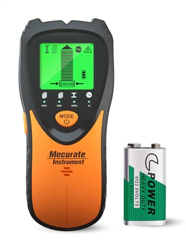 Mecurate Stud Finder Wall Scanner Sensor - 5 in 1 Electronic Stud With Lcd Display &amp;amp; Audio Alarm for Wood Ac Live Wire Metal Studs Detection Joist Pipe
