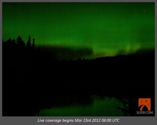 A still image of what the aurora show will look like through the Slooh Space Camera during the live webcast.