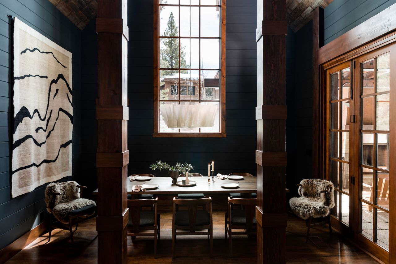 dark painted dining room