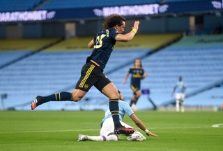 David Luiz had a night to forget as he was sent off in Arsenal's loss at Manchester City.