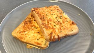 air fryer cheese on toast on a plate