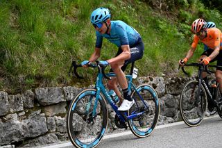 BRENTONICO SAN VALENTINO ITALY APRIL 19 Joe Dombrowski of The United States and Astana Qazaqstan Team competes in the breakaway during the 46th Tour of the Alps 2023 Stage 3 a 1625km stage from Ritten to Brentonico San Valentino 1321m on April 19 2023 in Brentonico San Valentino Italy Photo by Tim de WaeleGetty Images