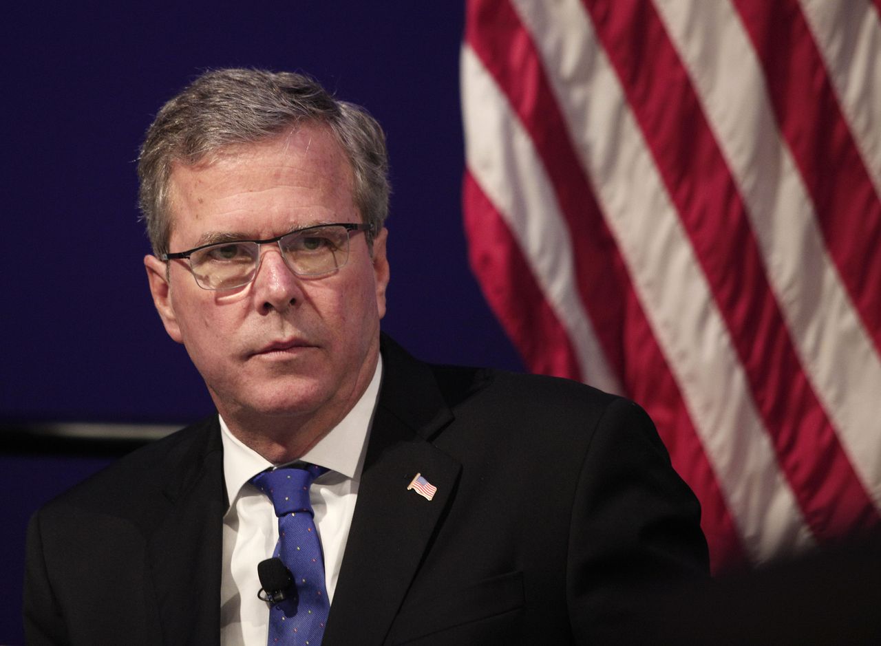 Jeb Bush speaking in Detroit in February.