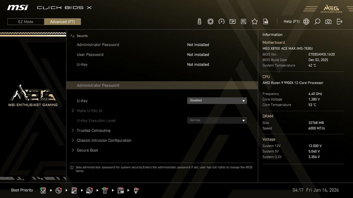 MSI MEG X870E Ace Max - BIOS