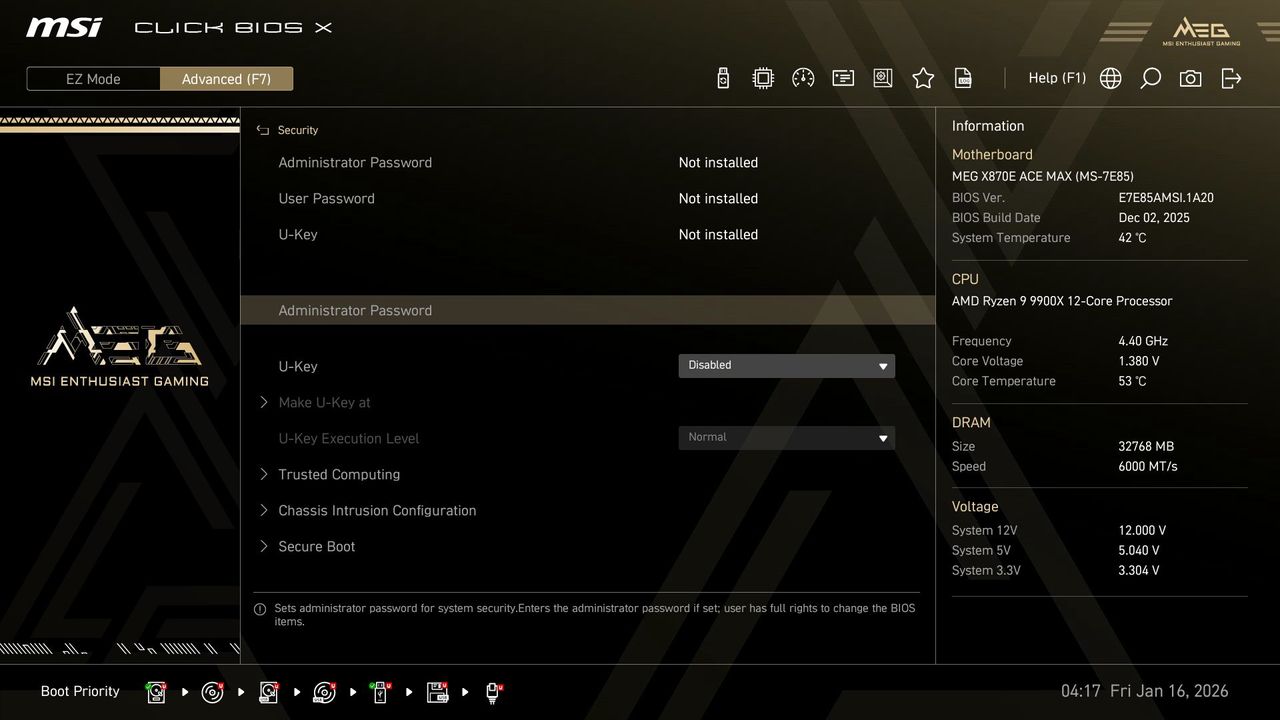 MSI MEG X870E Ace Max - BIOS