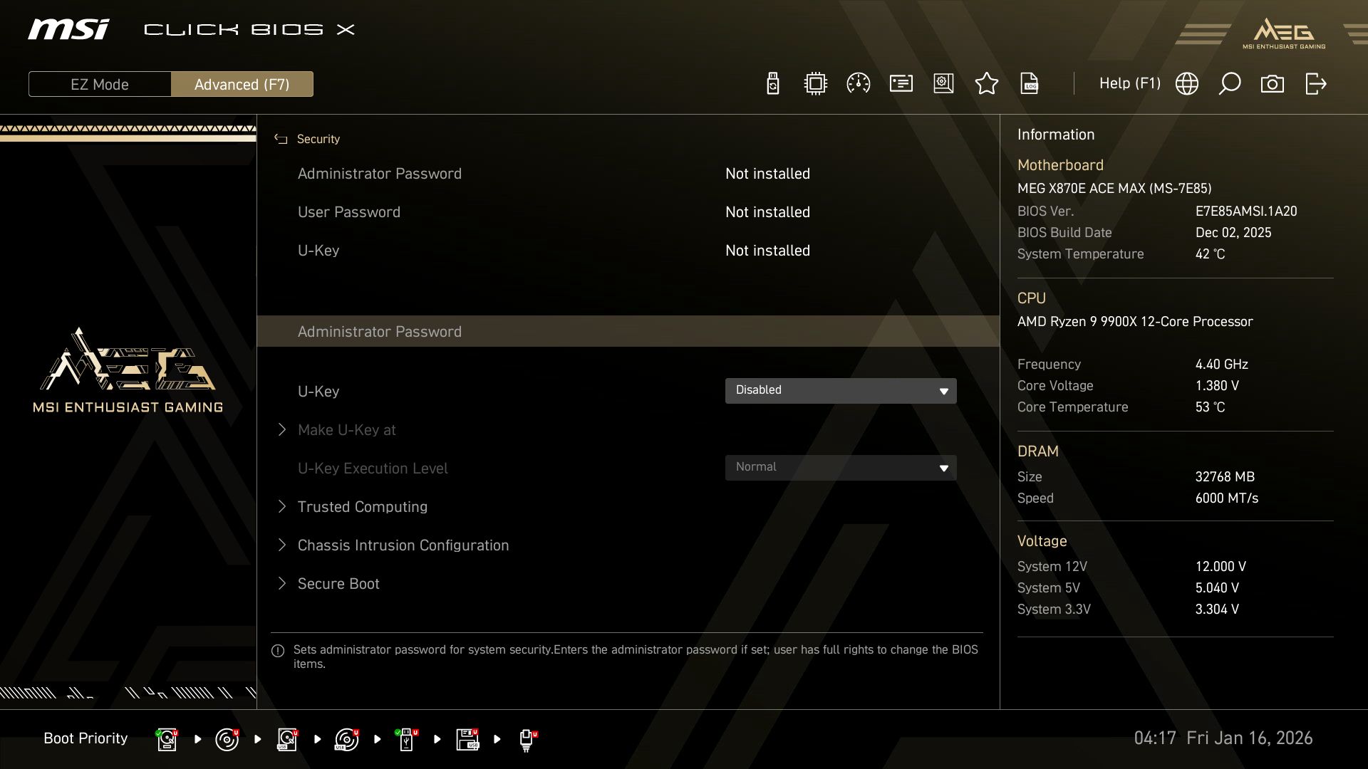 MSI MEG X870E Ace Max - BIOS