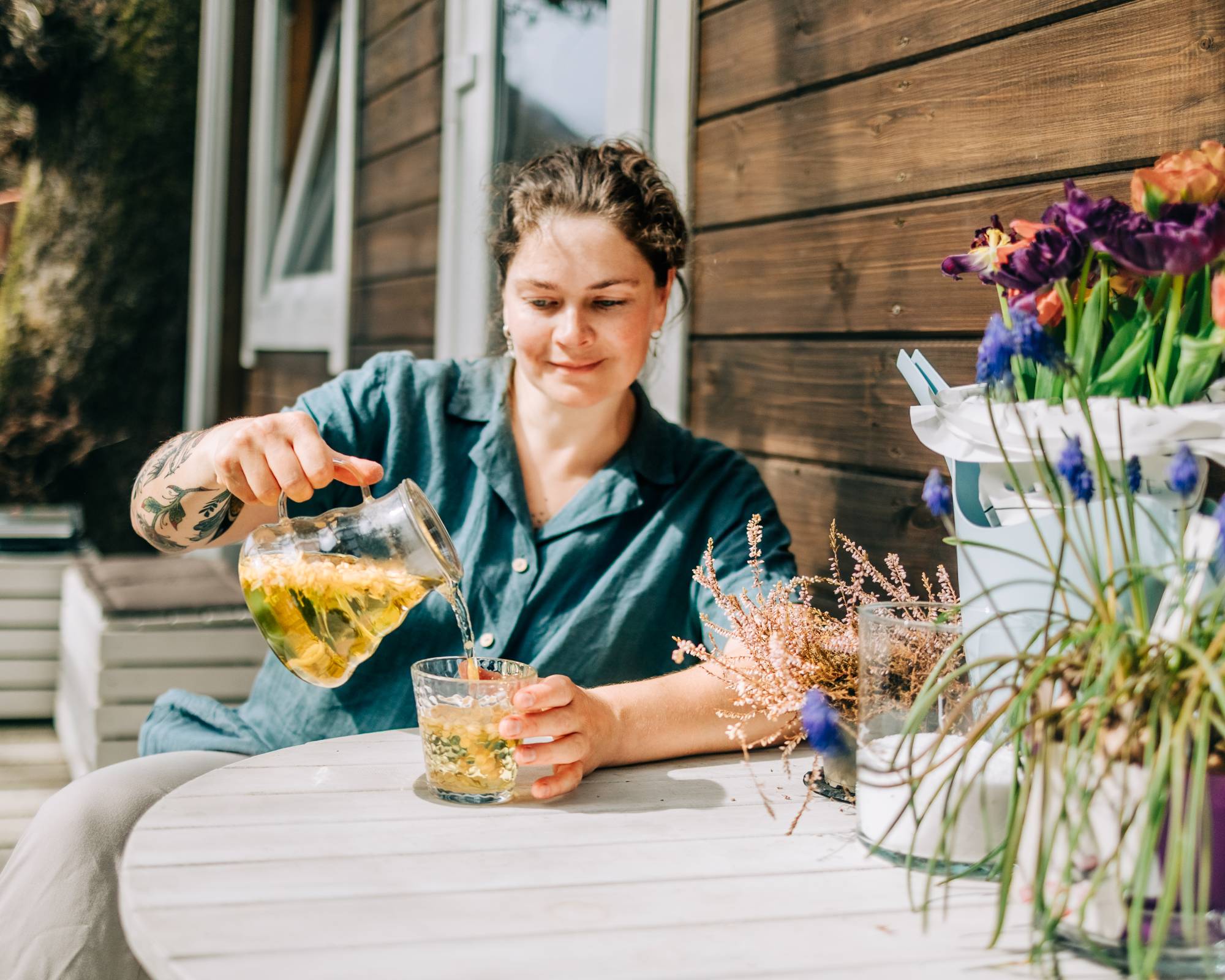 Woman pouring tea