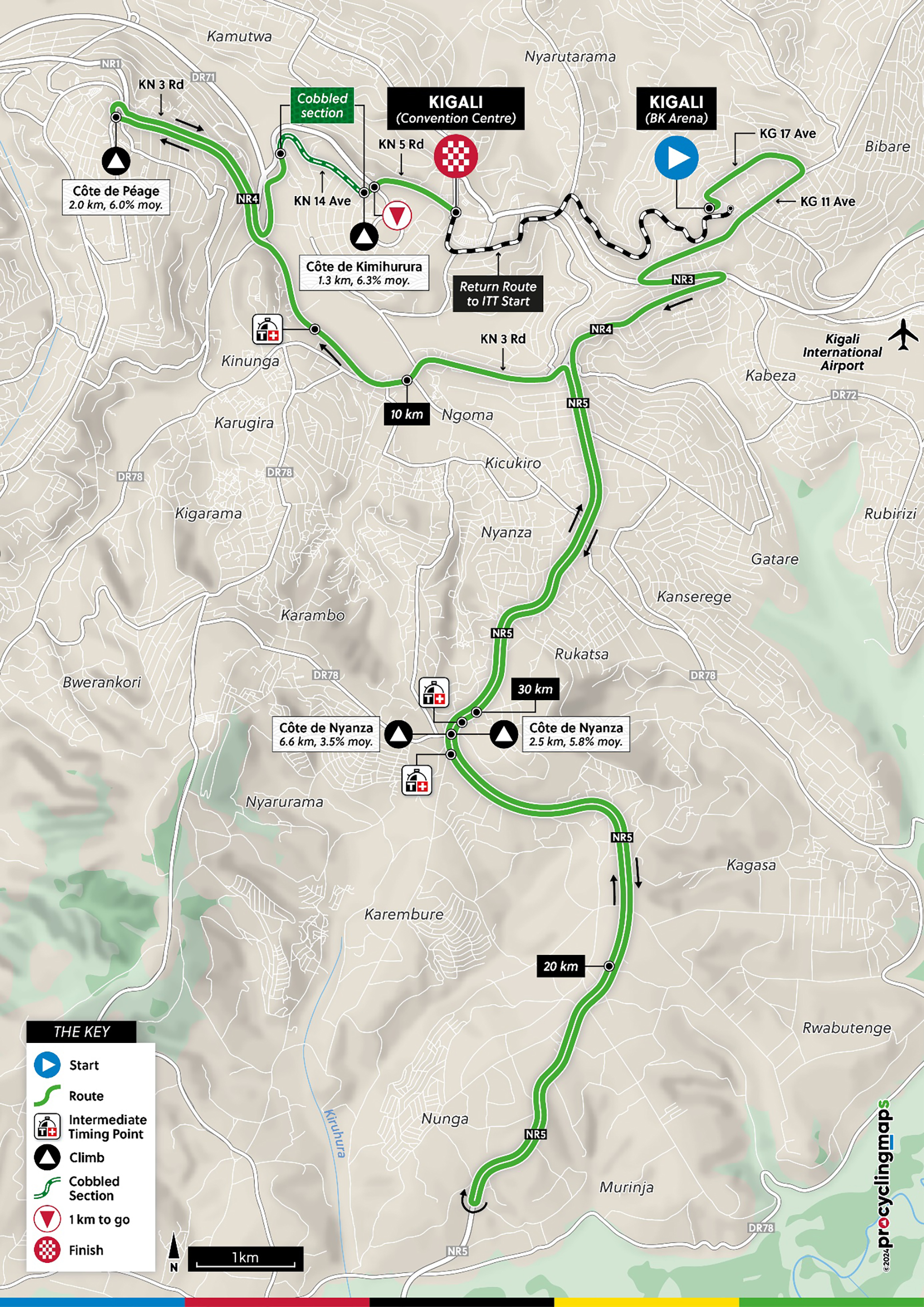 Race route men's elite individual time trial