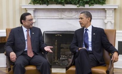 Pakistani President Asif Ali Zardari (left) wrote an op-ed this week maintaining that his diplomatic partnership with President Obama contributed to Osama bin Laden's death.