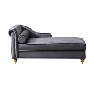 Velvet Chaise Lounge With Gold Metal Legs