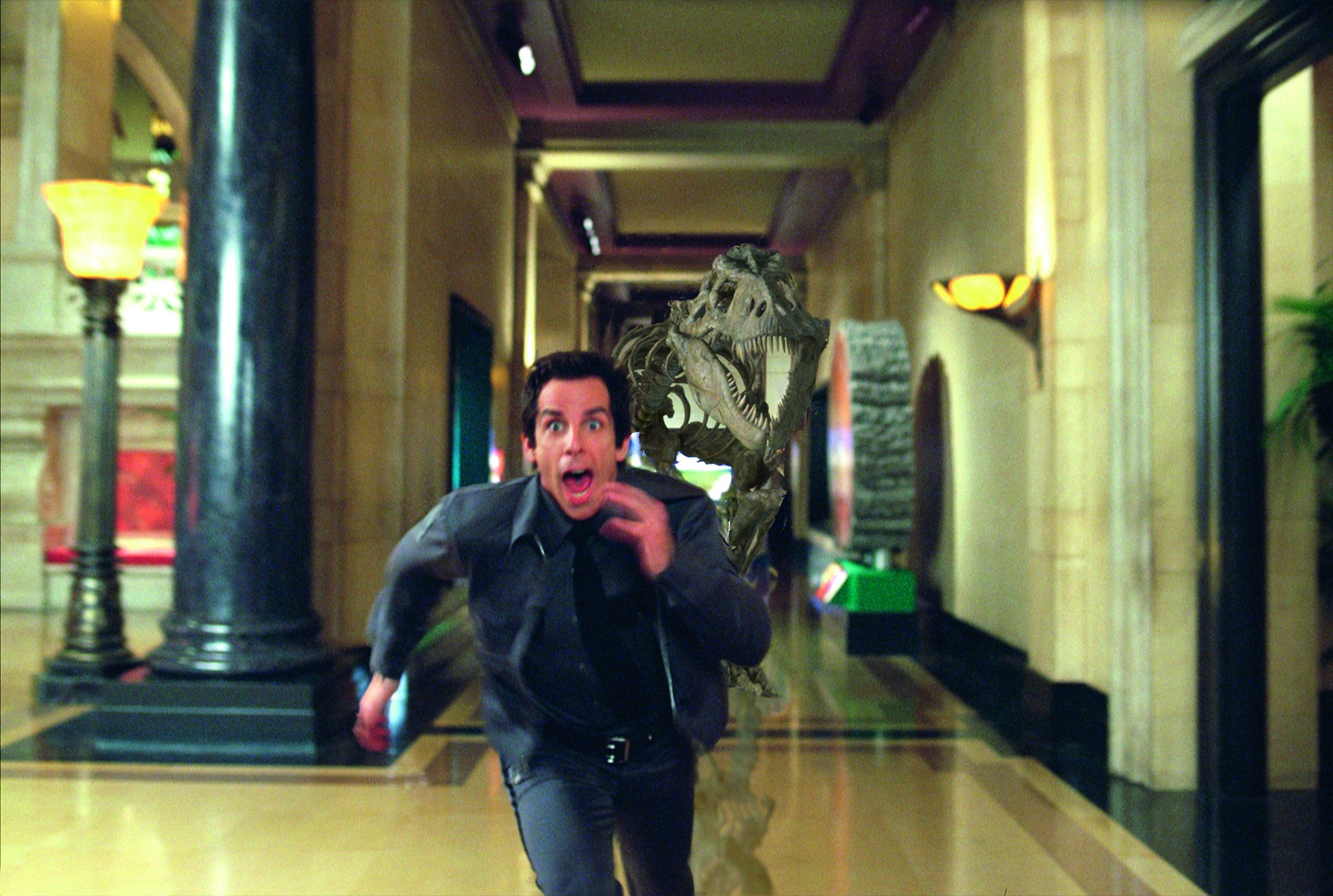 Ben Stiller is pursued by a dinosaur skeleton come to life