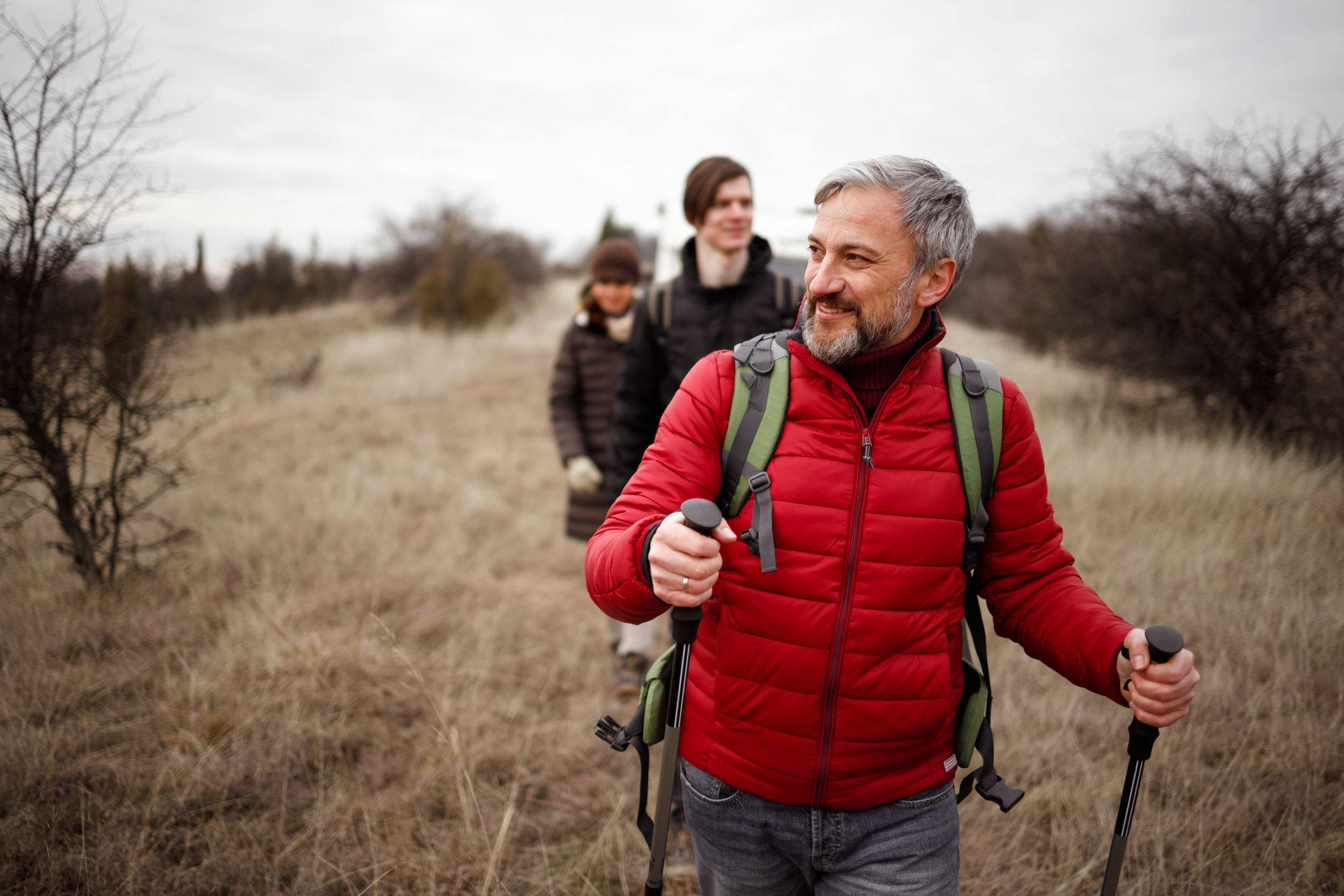 Family hiking together on vacation