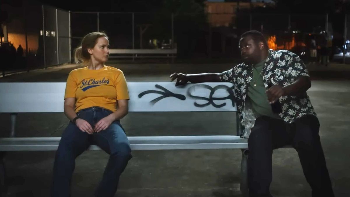 Jennifer Lawrence and Brian Tyree Henry in Causeway