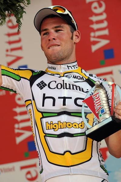 Mark Cavendish (Team Columbia-HTC) celebrates his stage win.
