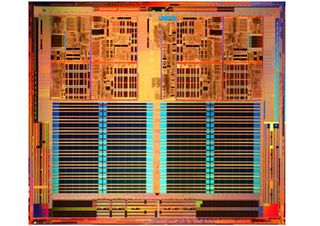 Die-shot of the new Opteron processor. The Socket F and AM2 Opterons are available only as dual-core processors.