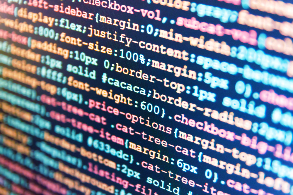 Angled shot of code on computer screen