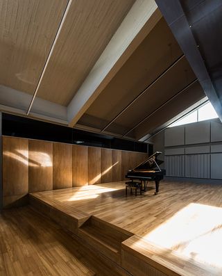 Grand piano on on stage at Athens Conservatoire