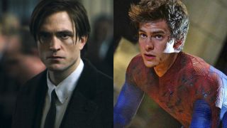 Robert Pattinson as Bruce Wayne and Andrew Garfield as Spider-Man