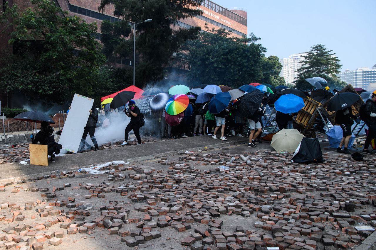 Protesters clash with police in Hong Kong