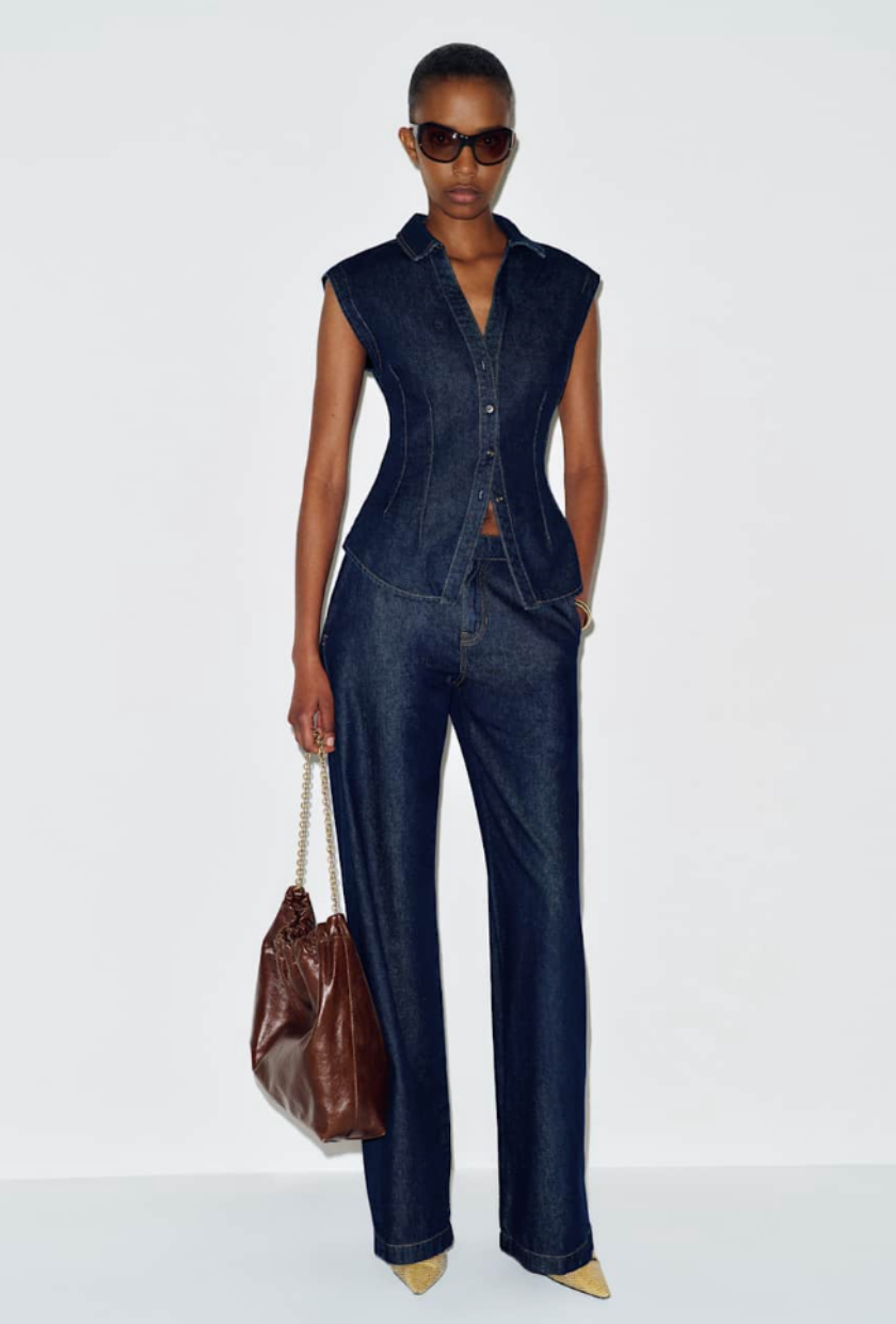 Reformation, Veronica Denim Top