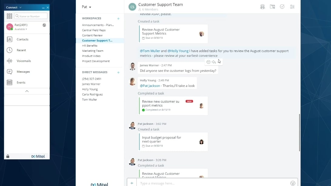 Mitel MiCloud live chat window