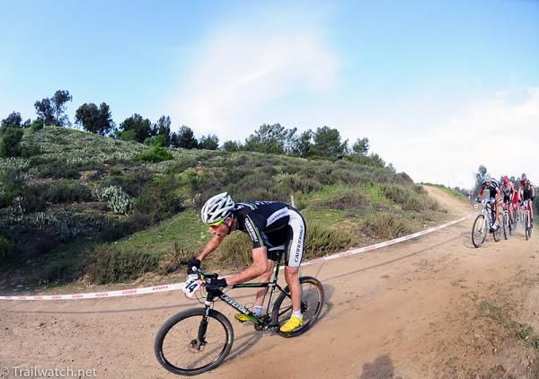 Jeremiah Bishop (Cannondale) attempts to break away from the group.