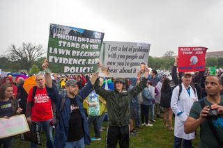 Scientists and supports gather on the National Mall in Washington, D.C.
