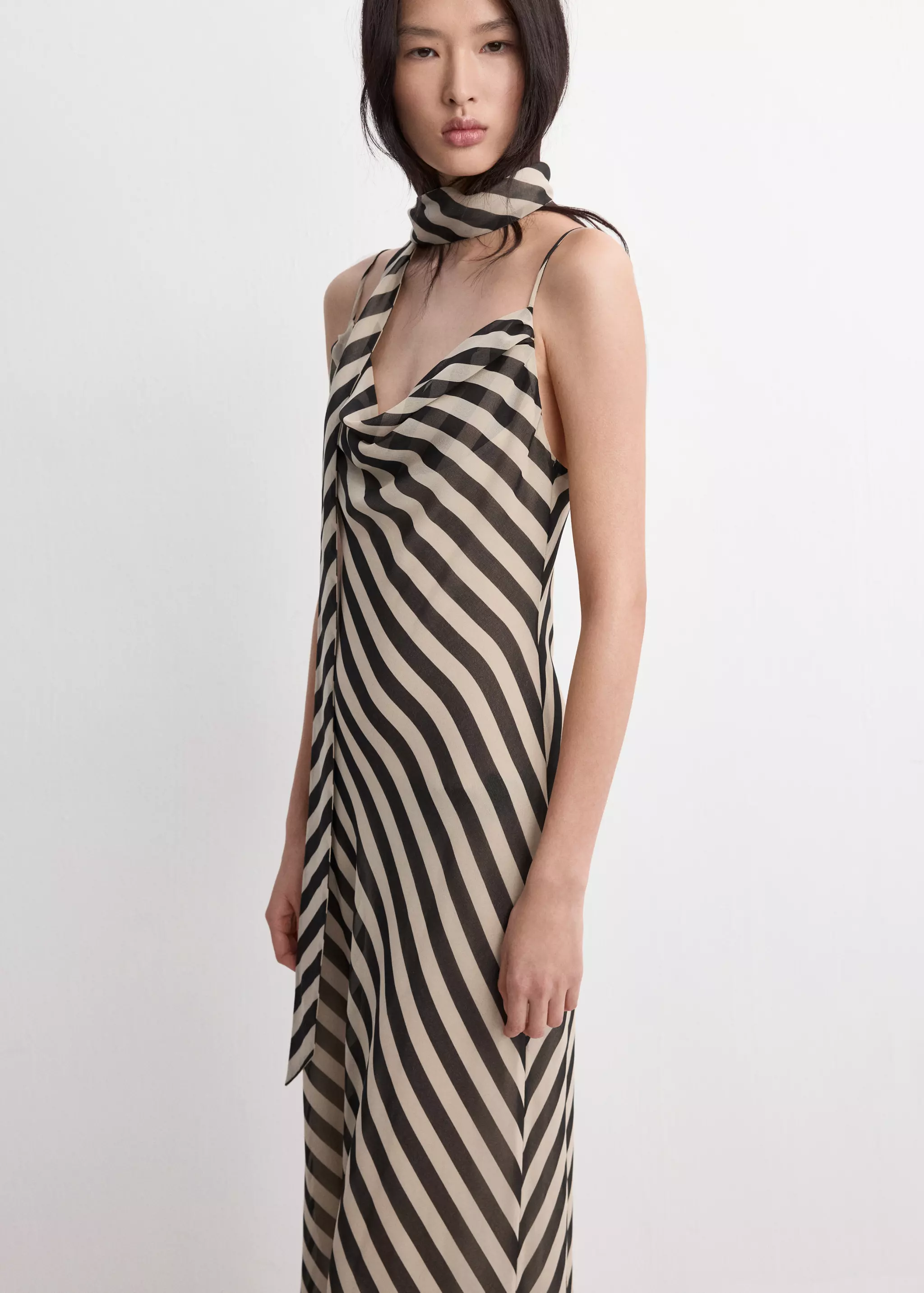 Printed Dress With Foulard - Women | Mango Usa