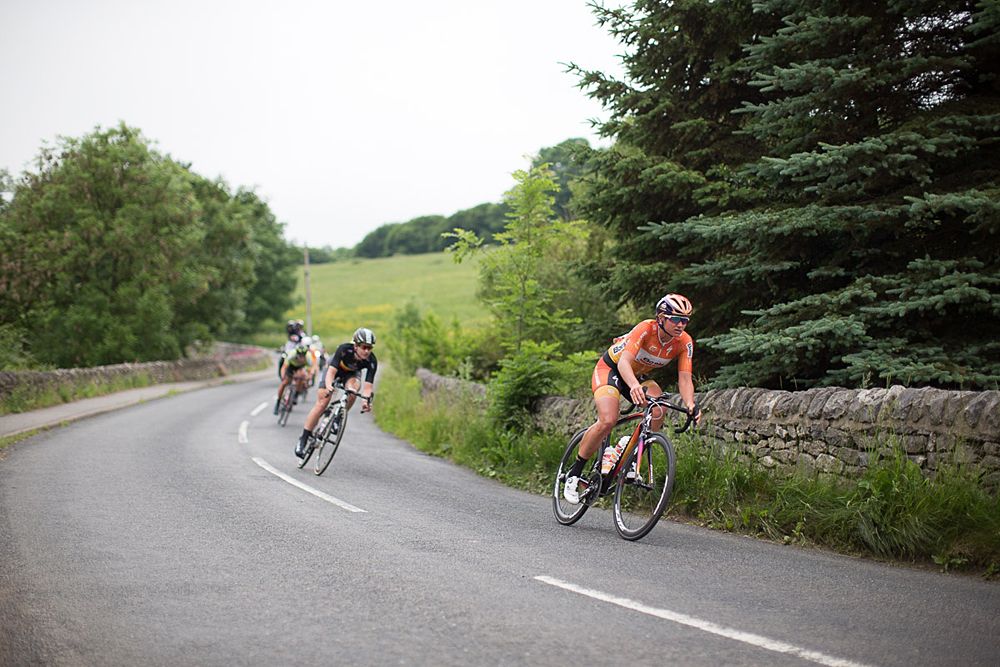 Chantal Blaak (NED) of Boels-Dolmans Cycling Team tackles a fast descent during the Aviva Women's Tour 2016 - Stage 3