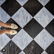 Painted checkerboard floors