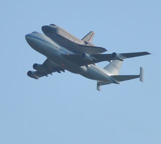 Endeavour over Stennis Space Center