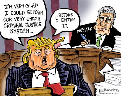 Political Cartoon U.S. Trump Mueller criminal justice system